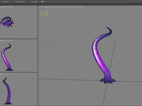 Cartoon Purple Tentacle - Sea monster 3D Model