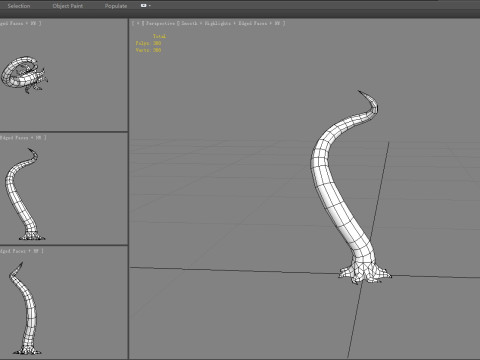 Cartoon Purple Tentacle - Sea monster 3D Model
