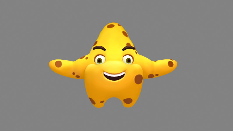 Cartoon starfish mascot - sea monster 3D Model .c4d .max .obj .3ds .fbx .stl .blend 