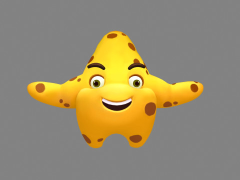 Cartoon starfish mascot - sea monster 3D Model