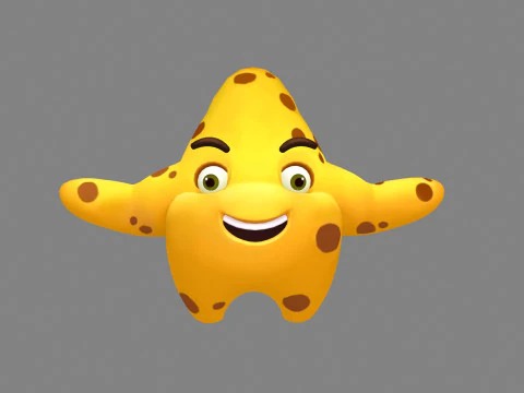 Mascotte della stella marina del fumetto - mostro marino Modello 3D