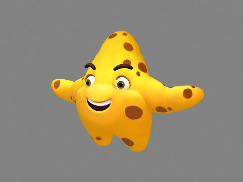 Cartoon starfish mascot - sea monster 3D Model