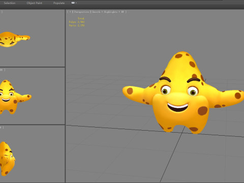 Cartoon starfish mascot - sea monster 3D Model