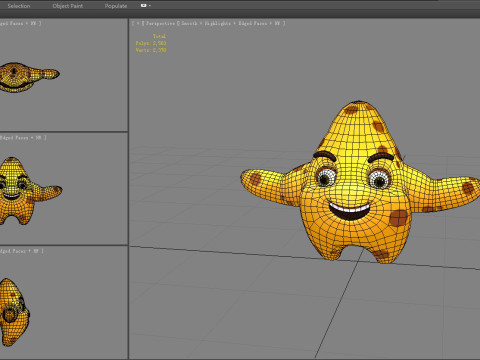 Cartoon starfish mascot - sea monster 3D Model
