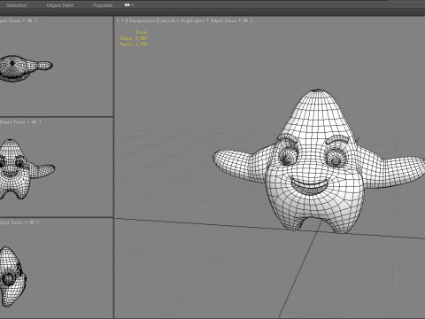 Cartoon starfish mascot - sea monster 3D Model