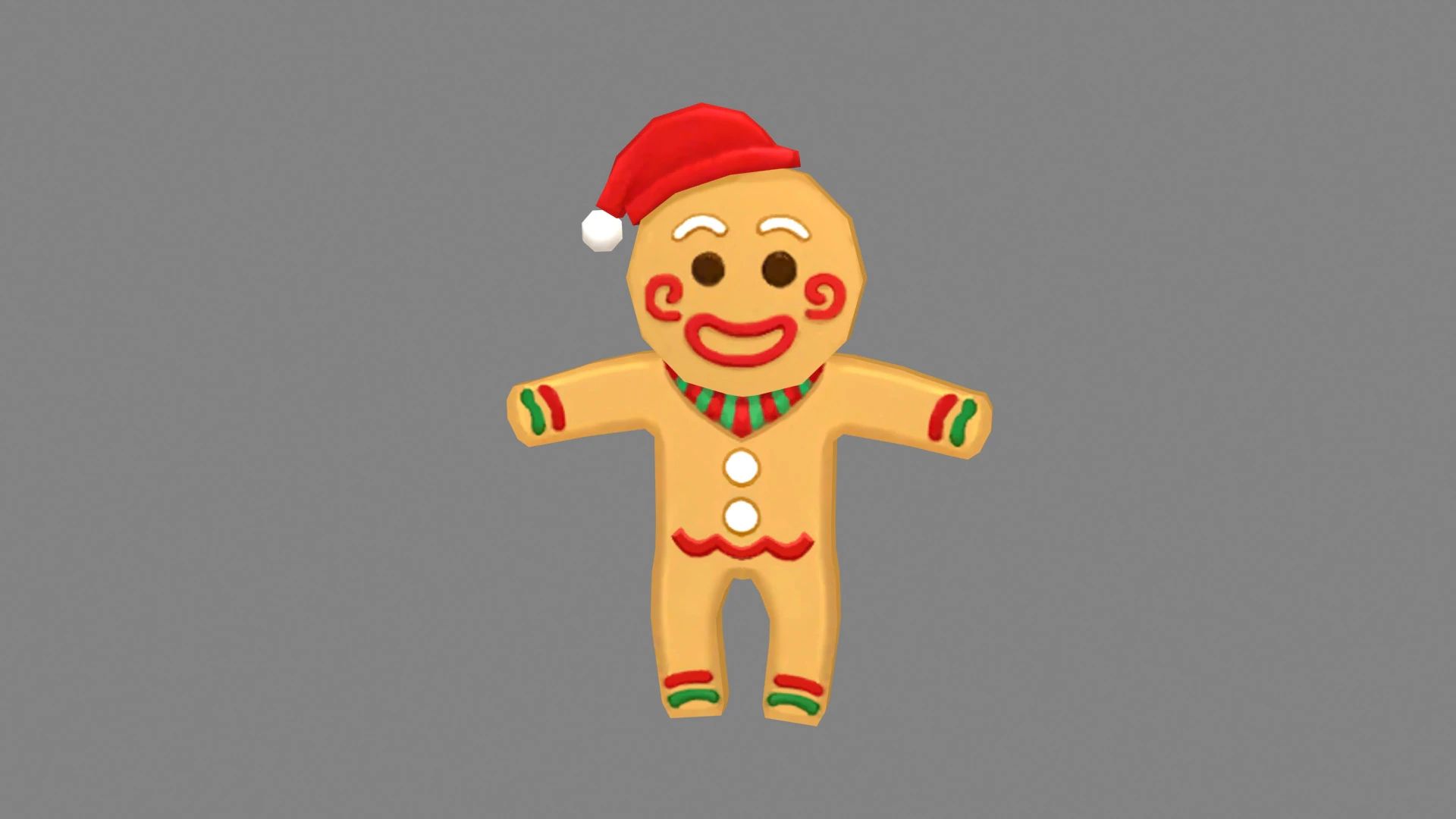Cartoon gingerbread man in santa hat 3D Model .c4d .max .obj .3ds .fbx .stl .blend 