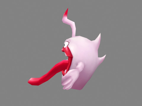 Cartoon monster with long tongue and big mouth Modèle 3D