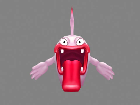 Cartoon monster with long tongue and big mouth 3D Model