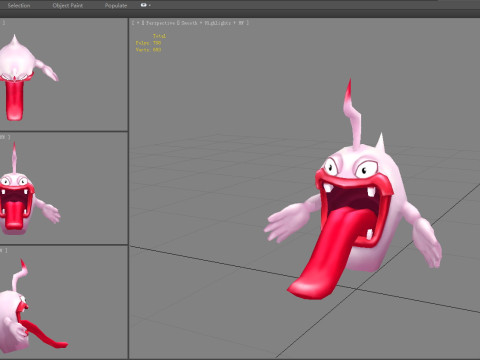 Cartoon monster with long tongue and big mouth Modèle 3D
