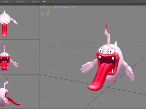 Cartoon monster with long tongue and big mouth 3D Model