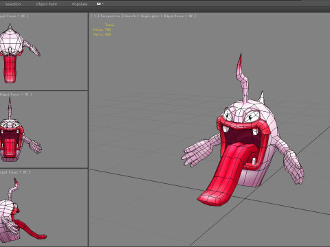 Cartoon monster with long tongue and big mouth Modèle 3D