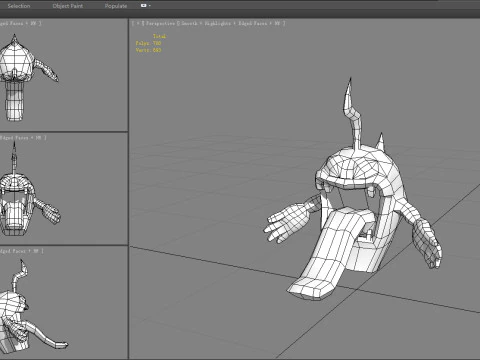 Cartoon monster with long tongue and big mouth 3D Model