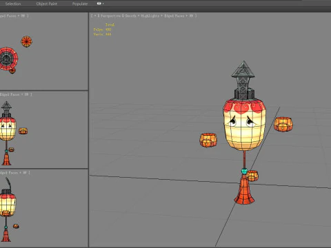 Cartoon Lantern character 3D Model