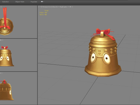 Cartoon copper bell character Modello 3D