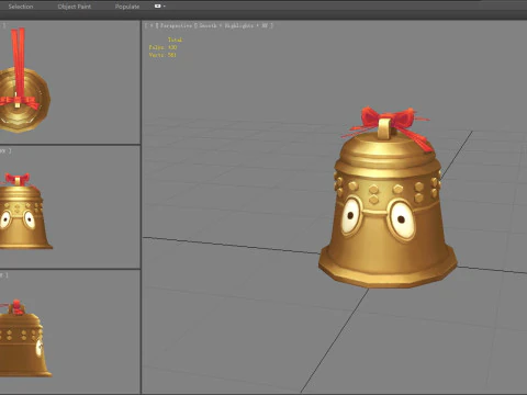 Cartoon copper bell character 3D Model