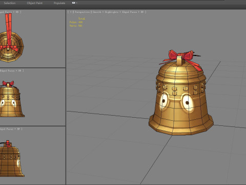 Cartoon copper bell character Modello 3D