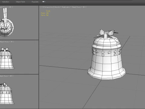 Cartoon copper bell character 3D Model