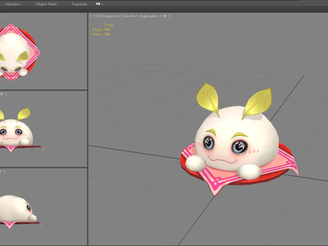 Cartoon Food Mascot - bun - ravioli 3D Модель