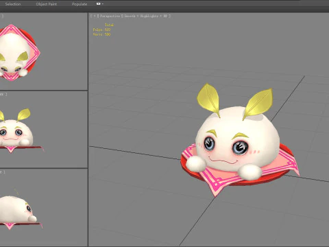 Cartoon Food Mascot - bun - ravioli 3D Model