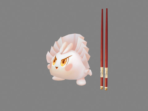 Cartoon Food Mascot - Dumpling - Chopsticks 3D Model