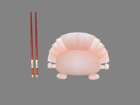 Cartoon Food Mascot - Dumpling - Chopsticks 3D Model