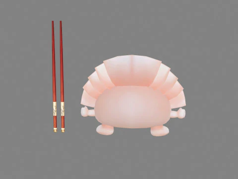 Cartoon Food Mascot - Dumpling - Chopsticks 3D Model
