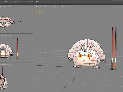 Cartoon Food Mascot - Dumpling - Chopsticks 3D Model