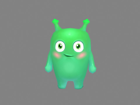 Cartoon Alien - green mascot 3D 모델