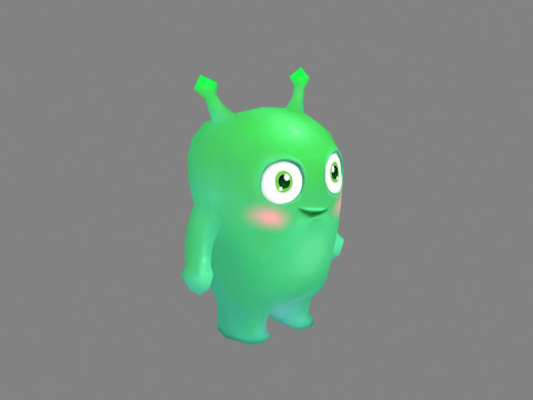 Cartoon Alien - green mascot Modello 3D