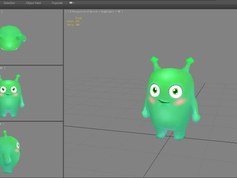 Cartoon Alien - green mascot Modello 3D