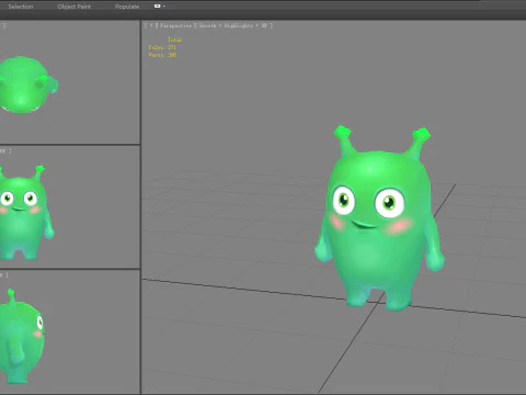 Cartoon Alien - green mascot 3D Model