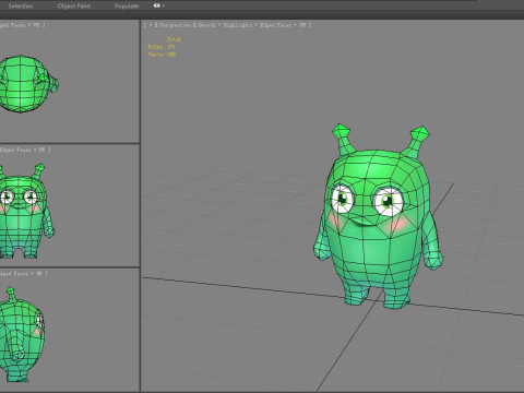 Cartoon Alien - green mascot Modello 3D