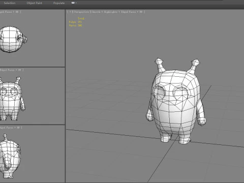 Cartoon Alien - green mascot 3D Model