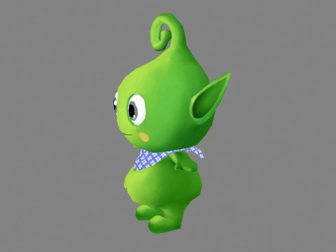 Cartoon Alien Baby - green mascot Modèle 3D