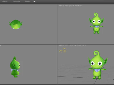 Cartoon Alien Baby - green mascot 3D Model