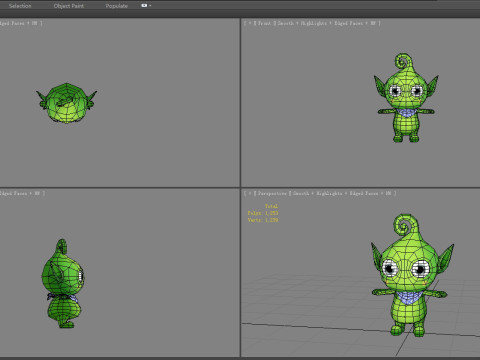 Cartoon Alien Baby - green mascot Modèle 3D