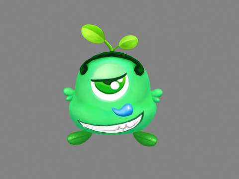 Green one-eyed monster - Cartoon Alien Modelo 3D