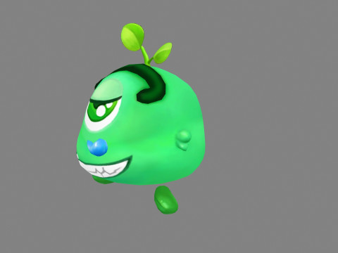 Green one-eyed monster - Cartoon Alien 3D 모델