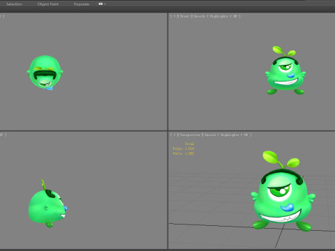 Green one-eyed monster - Cartoon Alien 3D 모델
