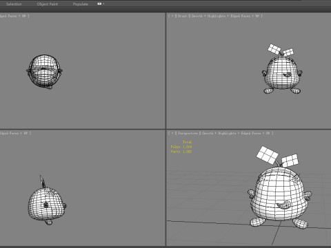 Green one-eyed monster - Cartoon Alien 3D 모델