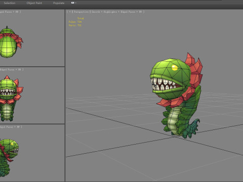Big-mouthed caterpillar monster 3Dモデル