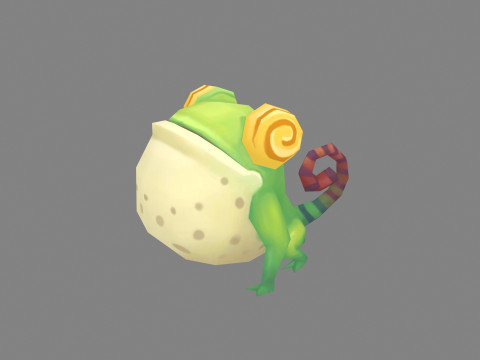Cartoon frog chameleon monster 3D Модель