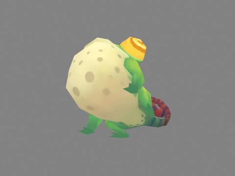 Cartoon frog chameleon monster 3D Model