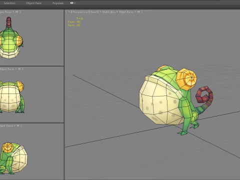 Cartoon frog chameleon monster 3D Model