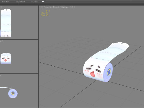 Cartoon toilet paper monster - roll paper mascot 3D 모델
