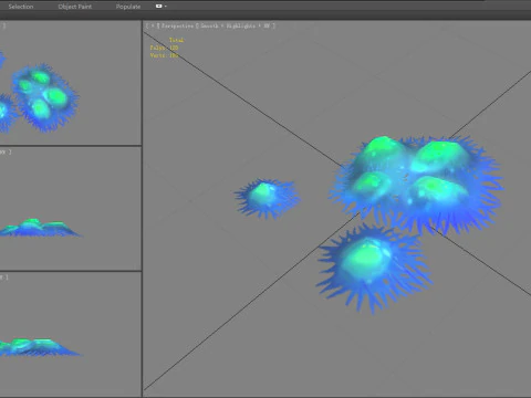 Cartoon spider eggs - blue worm 3D Model
