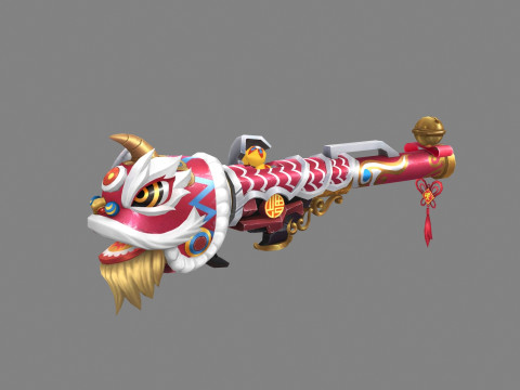 Cartoon lion dance Rocket Modelo 3D