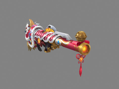 Cartoon lion dance Rocket 3D Model