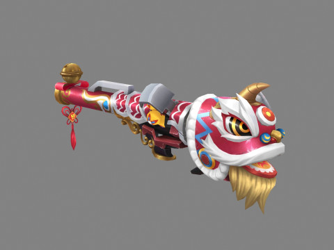Cartoon lion dance Rocket 3D Model