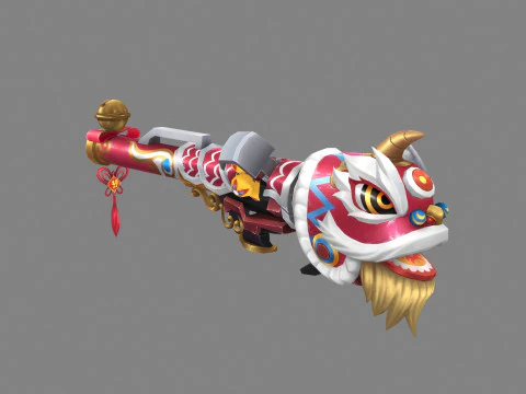 Cartoon lion dance Rocket 3D Model